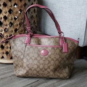 Coach tote with pink detailing